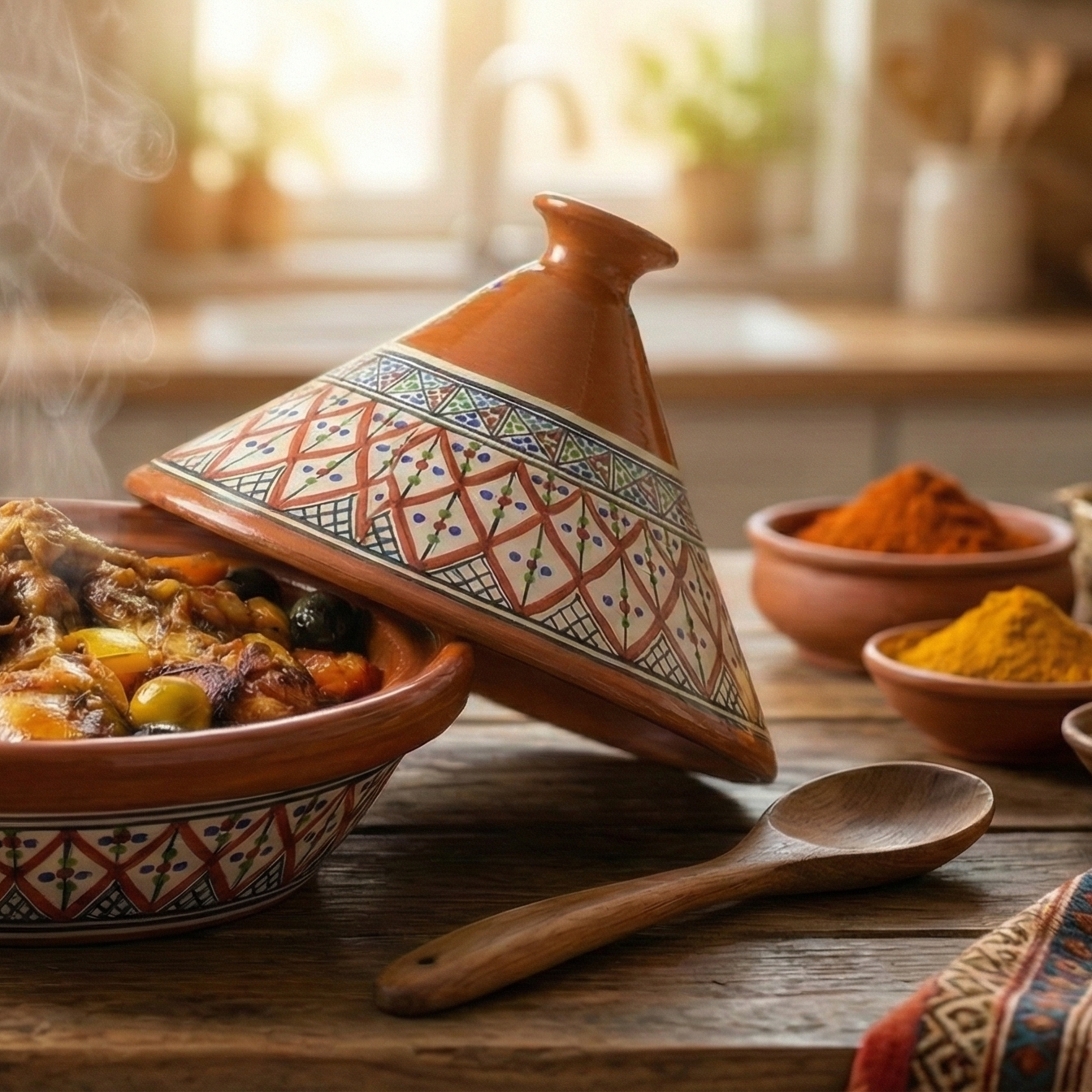 Tunisian Tagine Hand-made & Hand-Painted