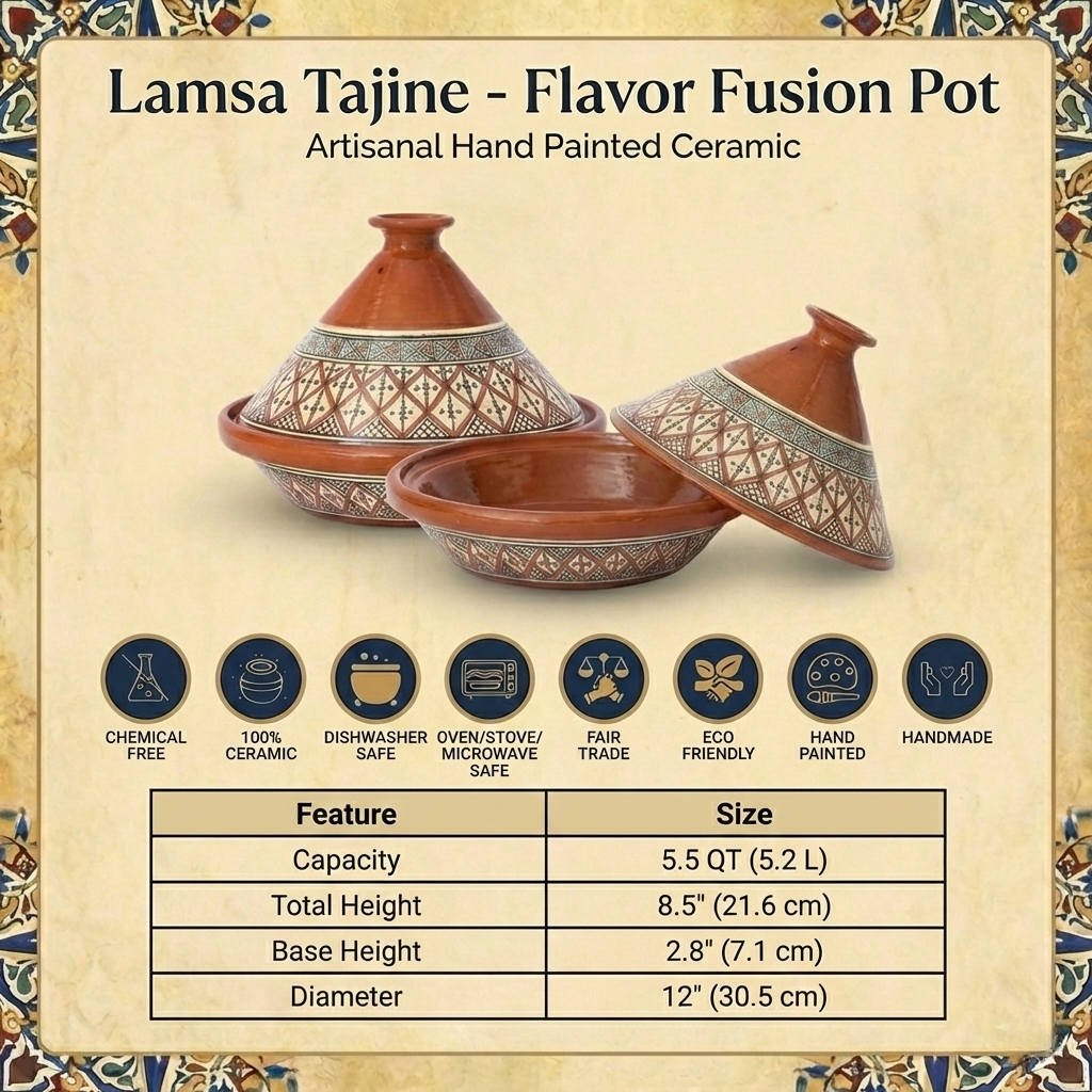 Tunisian Tagine Hand-made & Hand-Painted